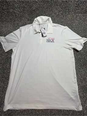 NWT Adidas Men's XL White Short Sleeve Polo Shirt Embroidered Logo Polyester